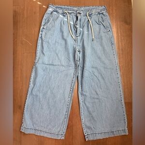 Old Navy Medium Blue Drapey Drawcord Denim Wide Leg